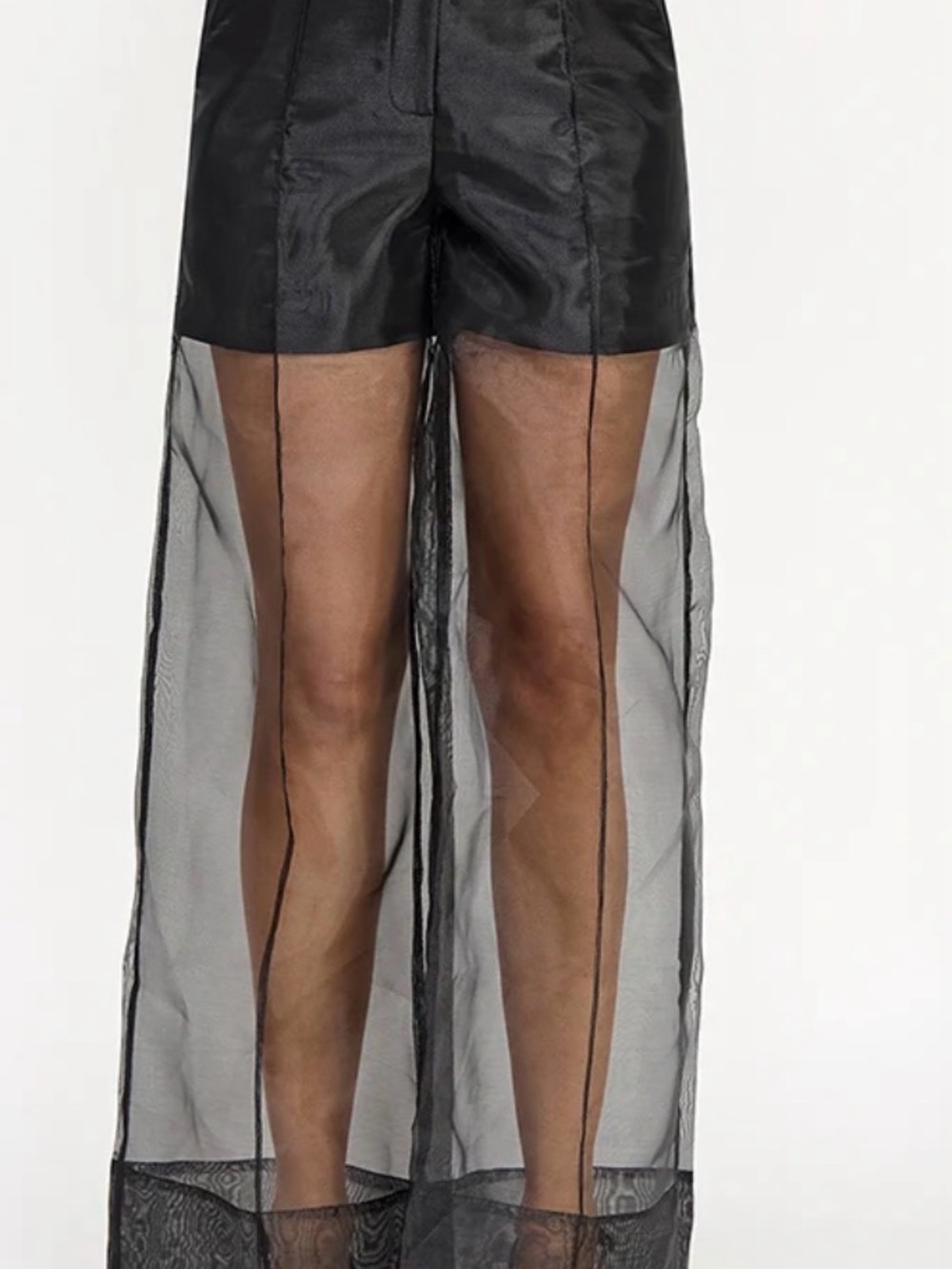 Ellison Black Sheer Wide-Leg Mesh Pants
